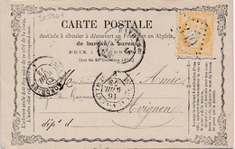 30295# CERES CARTE PRECURSEUR Obl GC BAYONNE 1873 T17 PYRENEES ATLANTIQUES Pour AVIGNON VAUCLUSE - Vorläufer