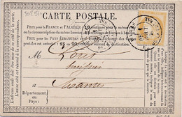 30297# CERES CARTE PRECURSEUR Obl PARIS PL. DE LA BOURSE 1876 T17 Pour MANTES SUR SEINE - Cartoline Precursori