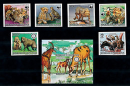 Haute Volta 1984, WWF, Rotary, Wild Cats, Monkey, Birds, 6val+BF IMPERFORATED - Haute-Volta (1958-1984)