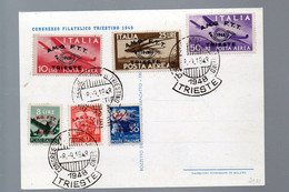 HOG607 - TRIESTE A , Cartolina FDC Del 8/8/1948 . CONGRESSO FILATELICO (EML) - Marcofilie