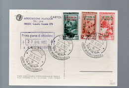 HOG611 - TRIESTE A , Cartolina  FDC Del 27/6/1953 . 5a FIERA TRIESTE (EML) - Marcofilie