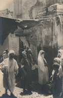 Real Photo  Algeria Street In Casbah Vealed Women  Water Seller Pottery On Shoulder Poterie - Africa