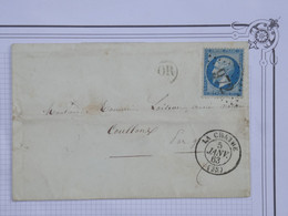 BH5 FRANCE BELLE LETTRE 5 JANV. 1863  LA CHATRE A COULLOUX ?  +N° 22 +O.R +AFFR.  INTERESSANT - 1862 Napoléon III