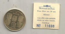 Médaille Professionnelle, Monnaie De Paris ,SEDAO , Certificat, 2 Scans - Professionals/Firms