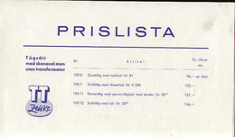 Catalogue TT ZEUKE 1963-64 ONLY Prislista SEK Swedish DEMUSA D.D.R. TT 1:120 - En Suédois - Sin Clasificación