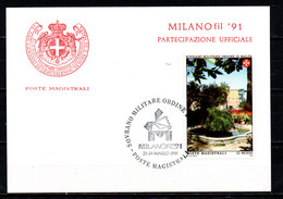 SMOM - 1991 - MILANO FIL '91 - CARTOLINA DI PARTECIPAZIONE UFFICIALE - ANNULLO MILANO FIL'91 - Sovrano Militare Ordine Di Malta