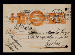 Gc7183 PORTUGAL Postal Stationery "ÉVORA City" Date-pmk 1943-08-19 Mailed Lisboa (2 File Holes) - Flammes & Oblitérations