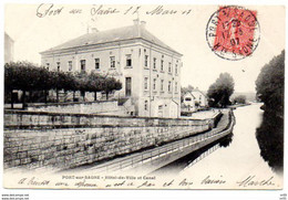 70 - PORT Sur SAONE - Hotel De Ville Et Canal ( Cachet Postal Manuel " Port Sur Saone - Haute Saone 1907 Semeuse Lignee - Port-sur-Saône