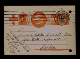 Gc7184 PORTUGAL Postal Stationery "Portalegre City" Date-pmk 1942-01-16 Mailed Lisboa (2 File Holes) - Flammes & Oblitérations