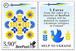 Finland 2022 Support To Ukraine BeePost Stamp Mint With Label - Ungebraucht