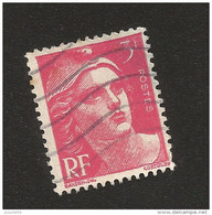 N° 716 Marianne De Gandon 3frs Rose  Timbre    France Oblitéré 1945-1947 Fond Ligné Variété - Used Stamps