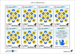 Finland 2022 Support To Ukraine BeePost Sheetlet Of 7 Stamps And Label - Nuevos