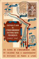 Jamboree 1947 Carte Maximum Exposition De L'Enseignement Catholique Paris 1947 Obl. Rue Littré Paris 43 - Scoutisme