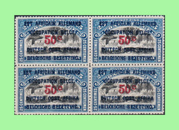 1922 ** RUANDA-URUNDI = RU 049 MNH BLUE FALLS + OVERPRINT ( BLOCK X 4 STAMPS WITH ORIGINAL GUM ) - Neufs