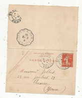 CARTE-LETTRE, Entier Postal, St FARGEAU,YONNE,1909, GIEN A DIGES-POURRAIN,  2 Scans - Kaartbrieven