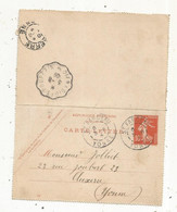 CARTE-LETTRE, Entier Postal, St FARGEAU,YONNE,1909, GIEN A DIGES-POURRAIN,  2 Scans - Cartoline-lettere