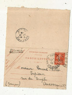 CARTE-LETTRE, Entier Postal, PARIS 115, R. DES Sts PERES, AUXERRE, YONNE, 1909, 2 Scans - Cartes-lettres