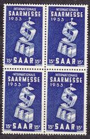 Saar Sarre 1953 Mi#341 Mint Never Hinged Piece Of 4 - Neufs