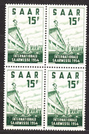 Saar Sarre 1954 Mi#348 Mint Never Hinged Piece Of 4 - Unused Stamps