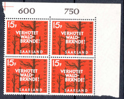 Saar Sarre 1958 Mi#431 Mint Never Hinged Piece Of 4 - Neufs