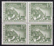 Saar Sarre 1958 Mi#436 Mint Never Hinged Piece Of 4 - Unused Stamps