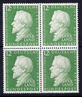 Saar Sarre 1958 Mi#438 Mint Never Hinged Piece Of 4 - Unused Stamps