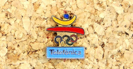 Pin's JO BARCELONE 92 - Logo - TELEFONICA - Métal Doré - Fabricant COOB - Jeux Olympiques