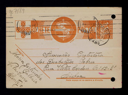 Gc7189 PORTUGAL Postal Stationery "Cano Village" Date-pmk 1943-10-07 Mailed Lisboa (2 File Holes) - Flammes & Oblitérations