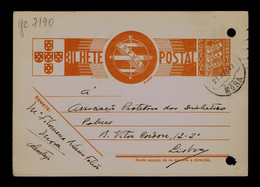 Gc7190 PORTUGAL Postal Stationery "Mora Village" Date-pmk 1943-06-21 Mailed Lisboa (2 File Holes) - Flammes & Oblitérations