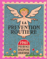 Vignette Timbre De La Prévention Routière Pour 1961 Illustration à L'ange Serein Par Jean Brian - Cinderellas