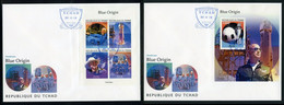 Tchad 2021, Space, Blue Origin, 4val In BF +BF In 2FDC - Afrique