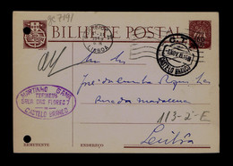 Gc7191 PORTUGAL Postal Stationery "Castelo Branco City" Date-pmk 1949-11-03 Mailed Lisboa (2 File Holes) - Flammes & Oblitérations