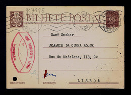 Gc7195 PORTUGAL Postal Stationery "FUNDÂO City" Date-pmk 1946-10-31 Mailed Lisboa (2 File Holes) - Flammes & Oblitérations