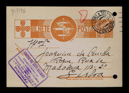 Gc7196 PORTUGAL Postal Stationery "PORTIMÂO City" Date-pmk 1943-10-07 Mailed Lisboa (2 File Holes) - Flammes & Oblitérations