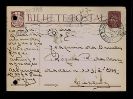 Gc7198 PORTUGAL Postal Stationery "PESO DA RÉGUA City" Date-pmk 1943-09-27 Mailed Lisboa (2 File Holes) - Flammes & Oblitérations