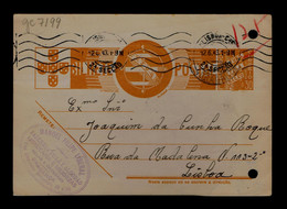 Gc7199 PORTUGAL Postal Stationery "BRAGANÇA City" Date-pmk 1943-06-10 Mailed Lisboa (2 File Holes) - Flammes & Oblitérations