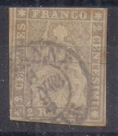 SVIZZERA -1854-62 ALLEGORIA DELL'HELVETIA SEDUTA  UNIF. 25 USATO VF - Gebraucht