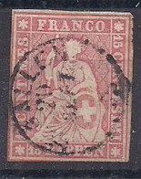 SVIZZERA -1854-62 ALLEGORIA DELL'HELVETIA SEDUTA  UNIF. 28 USATO VF - Gebraucht