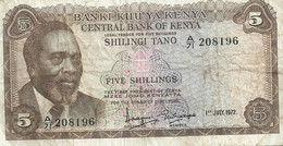 KENYA  5 SHILLINGS BROWN  MAN  FRONT WOMAN BACK  DATED 1-7-1972 P6c SIGN 3  F+ READ DESCRIPTION !! - Kenya