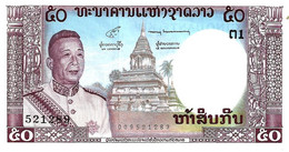 LAOS 50 KIP GREYISH MAN FRONT BUILDING BACK ND(1963) P.12b UNC  READ DESCRIPTION ! - Laos