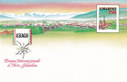 SAN MARINO - BUSTA POSTALE 1990 - ASIAGO  - PREMIO ARTE FILATELICA - NUOVA - Interi Postali