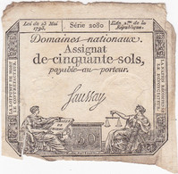 France - Assignat De 50 Sols - 23 Mai 1793 - Série 2080 - Signature Saussay - Assignats & Mandats Territoriaux