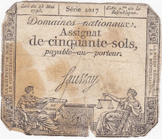 France - Assignat De 50 Sols - 23 Mai 1793 - Série 2017 - Signature Saussay - Assignats