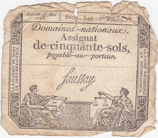 France - Assignat De 50 Sols - 23 Mai 1793 - Série 549 - Signature Saussay - Assignats & Mandats Territoriaux