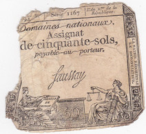 France - Assignat De 50 Sols - 23 Mai 1793 - Série 1167 - Signature Saussay - Assignats & Mandats Territoriaux
