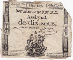 France - Assignat De 10 Sous - 23 Mai 1793 - Série 657 - Signature Guyon - Assignats