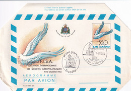 SAN MARINO - AEROGRAMMA 1984 - CONGRESSO SOCIETA' AEROFILATELICHE -  FDC - Interi Postali