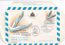 SAN MARINO - AEROGRAMMA 1984 - CONGRESSO SOCIETA' AEROFILATELICHE -  FDC - Ganzsachen