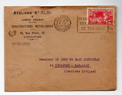 Toulouse :enveloppeà Entête ATELIER ST ELOI  1938 Avec YT183  ..1924  (PPP39802) - 1921-1960: Periodo Moderno