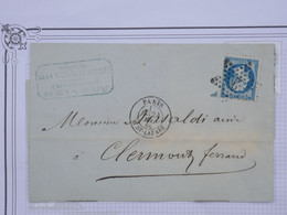 BH6 FRANCE BELLE LETTRE 1867 ETOILE DE PARIS  ST LAZARE  N° 2 A CLERMONT FERRAND +N°22 DECALé++  +AFFRANCH.  INTERESSANT - 1862 Napoleon III